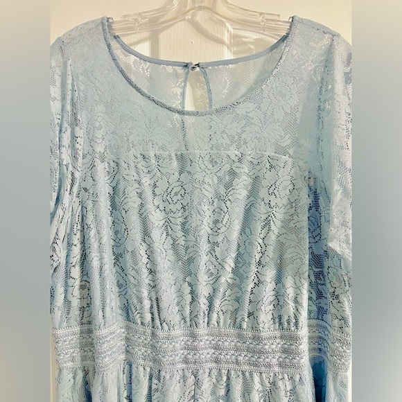 Torrid Blue Lace Midi Handkerchief Dress - 3 - Picture 3 of 7